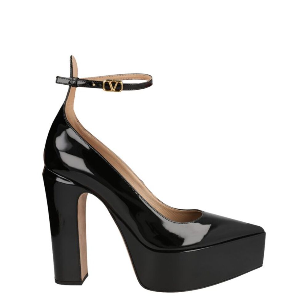 Valentino Tan-Go Patent Leather Platform Pumps Black Womens